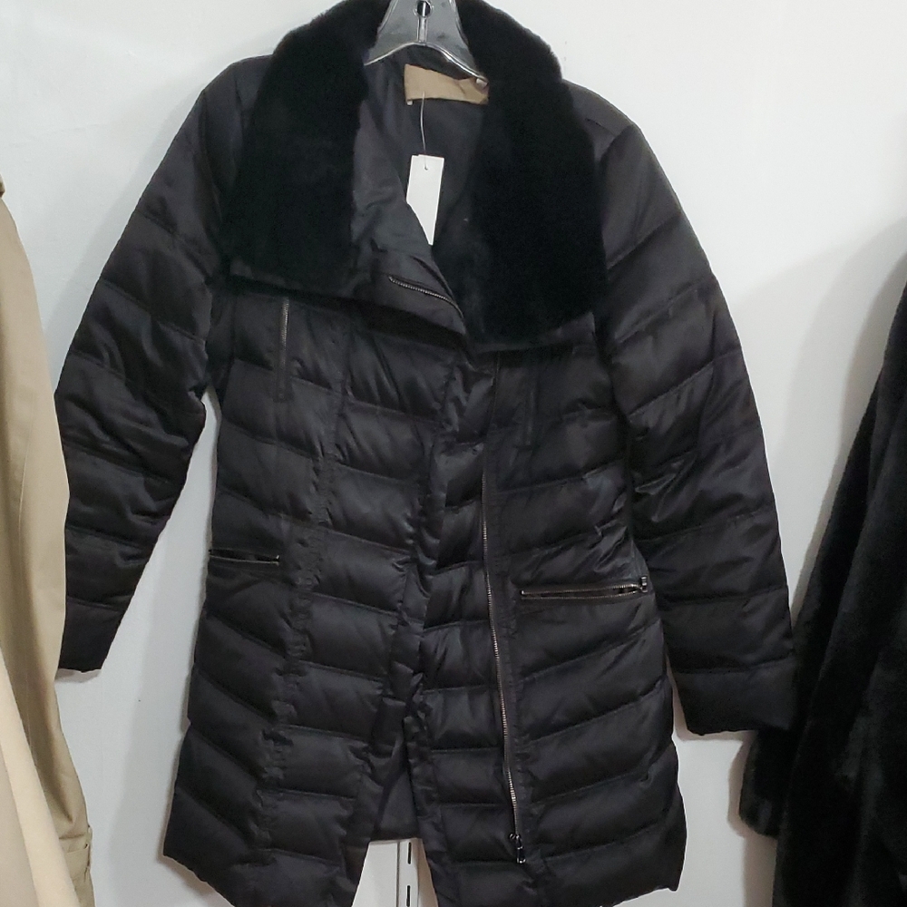 Rech Paris Black Puffer Coat With Fur Collar